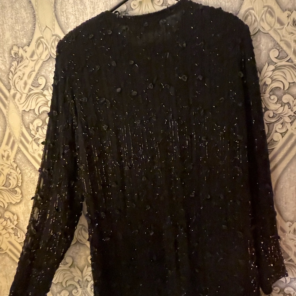 Vintage 80s Black sequence blouse by Judith Ann Creations! Sparkles! - Picture 7 of 10